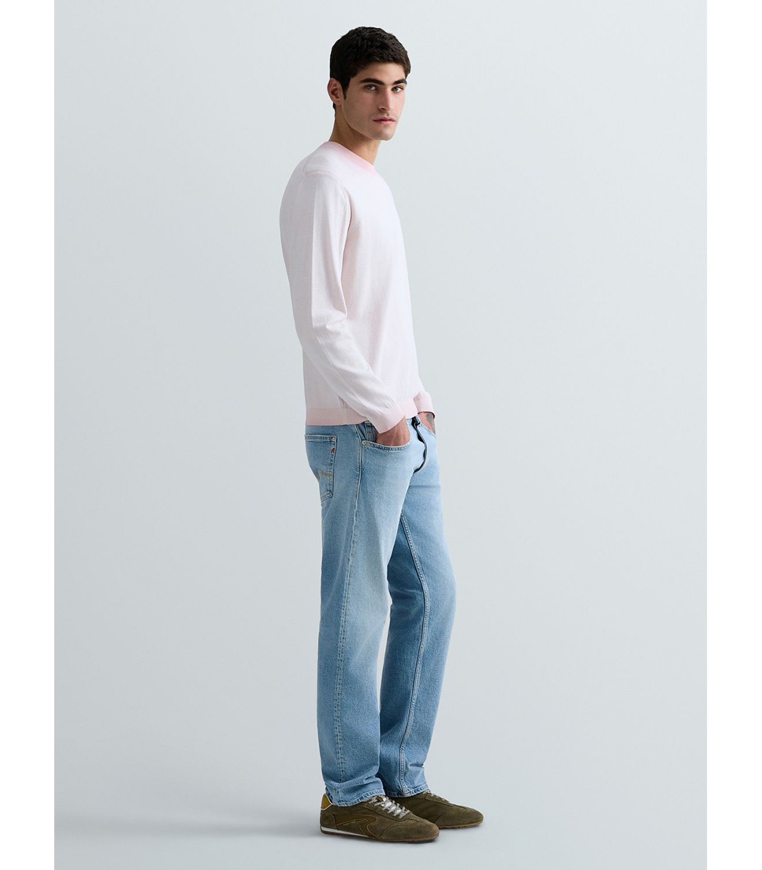 オンブレコットンクルーネックロングスリーブセーター 詳細画像 ペールピンク 4